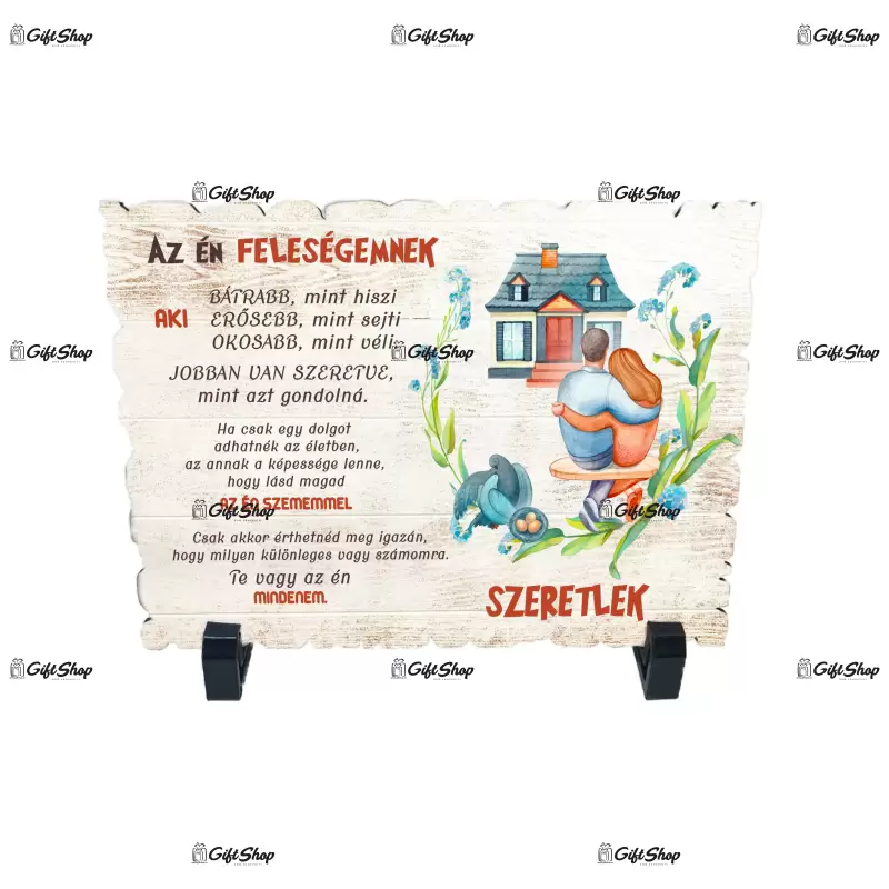 Az en felesegemnek, placheta cu mesaj, model a